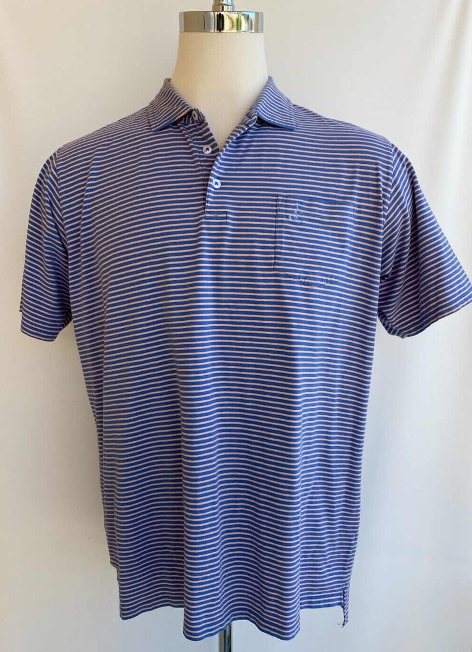 B Draddy Men's Emerald Dunes Club Golf Polo Shirt Blue Striped Sz XL